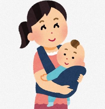 赤ちゃんを抱っこしているお母さんのイラスト